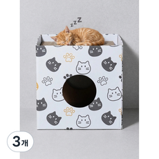 고양이 종이 하우스 스크래쳐 숨숨집 박스형, 3개, 화이트