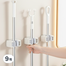 에너바인 욕실 무타공 청소도구 걸이, 9개, 아이보리(흰색)