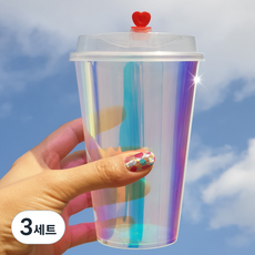 홀로그램 파티컵 집들이 시음회 호텔 연회용 일회용 테이크아웃, 8개, 3세트, 500ml