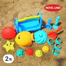 노벨랜드 모래놀이 가방셋트 금붕어몰드 장난감 세트 바닷가 물놀이 샌드토이 어린이 해변 놀이 교구, 2개, 600g, 1