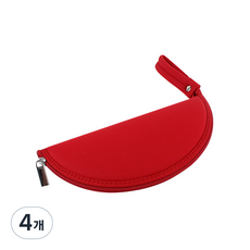 피누라 노트북 휴대용 마우스수납파우치 마우스패드겸용 원형, 4개, 레드