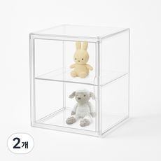 아크릴 쇼케이스 피규어 다용도 정리함 (소)37*22*28cm, 칸막이 있음, 2개
