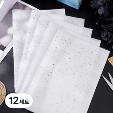 6세트 평면 원형 섬광 열경화 옷리폼 스톤 큐빅 꾸미기 패치, 12세트, 하얀색