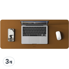 파우트 가죽 데스크 매트 논슬립 키보드 마우스 장패드, 3개, 카라멜 탄