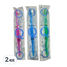 석션칫솔 호스연결 환자용 CI QIN 초록 파랑 보라 각, 2세트, 3개입