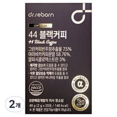 닥터리본 NEW 44커피 다이어트 블랙커피 당류 ZERO 혈당케어 체지방 감소 도움 그린커피빈 체지방 바나바잎추출물 HACCP 인증, 2개, 20개입, 2g