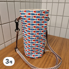 물병파우치 크로스백 텀블러케이스 어깨끈 조절 보틀백 물컵홀더 면마 스트랩 탈부착, 3개