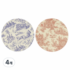 럭키세븐 티코스터 규조토 패브릭 코스터 컵받침 논슬립, 4개, 뜨왈블루