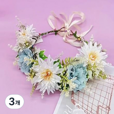 화관 브라이덜샤워 셀프웨딩 꽃머리띠, 3개, 프리지아M