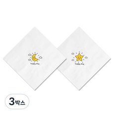 네모어스 칵테일냅킨 - 무형광 천연펄프 국내생산, 400개입, 3박스, 달과 별