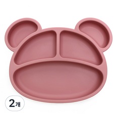 베어블리 아기 이유식 흡착식판, 5구 식판 핑크, 2개