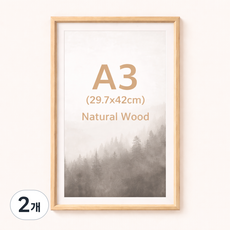 하스몰 전시용 고급 우드 인테리어 매트지 액자 프레임, 2개, 원목