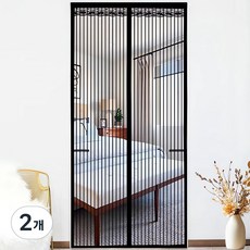 Jeernare 무타공 벌레차단 현관 방충망 촘촘한 자석 현관문 방충망 자동개폐 현관 모기장, 2개
