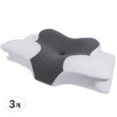 구르미 목편한 목디스크 거북목 경추 베개, 3개, 화이트