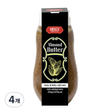 미네스 대용량 % 쭉-짜먹는 아몬드버터, 330g, 4개