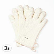레브홈 실리콘 2겹 주방 오븐 장갑, 3개, 크림베이지