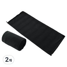 타닥 캠핑 블랭킷 연장형 담요 침낭 라이너 휴대용 이불 압축파우치, 2개, 블랙
