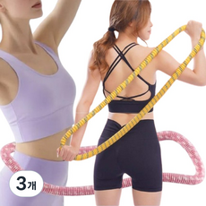 레오큐 무소음 용수철 뱃살 다이어트 스프링 훌라후프, 3개, 핑크, 1500g