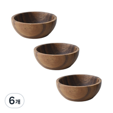 히어키친 아카시아 나무 통원목 샐러드볼 소 3입, 색상, 6개
