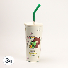 락앤락 라인프렌즈 스텐 빨대 텀블러 보온보냉 텀블러 차량 캠핑 보냉병, 아이보리, 500ml, 3개