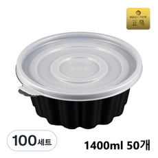 버디팩 칼국수 배달에 딱 좋은 200파이 용기 냉면 삼계탕 검정 M-200C, 1개, 100세트