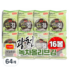 매일푸드 광천 녹차 올리브 도시락김, 64개, 4g