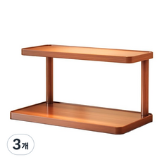 다용도 정리 컵정리대 2단 원목색, 3개, 브라운 길이 26cm  