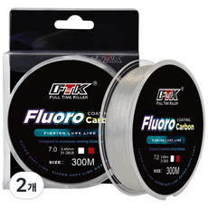 FTK 카본 라인 300M 초내마모성 저신율 고감도 낚시줄, 2개, 투명한 색상