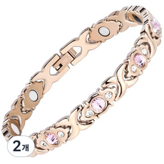 선호그룹 희토류팔찌 게르마늄 골프 희토류건강 희토류원석 남녀공용 스타일 목걸이 희토류 팔찌, 로즈골드, 2개