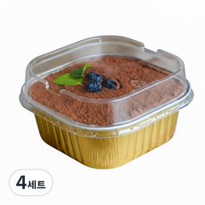 티라미수 알루미늄 용기 300ml 골드 뚜껑포함 보틀케이크, 4세트, 100개입