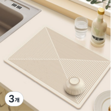 홈이오 빨아쓰는 규조토 주방매트 드라잉매트 식기건조매트, 3개, 트라이앵글