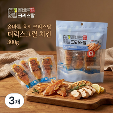 올바른 육포 크리스탈 무첨가 무전분 강아지 간식, 3개, 300g, 디럭스그릴 치킨