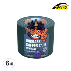 도깨비 수출용(국내산) 개퍼테이프 무광면테이프 미니롤 MATT OLIVE DRAB 50mmX5m, 6개