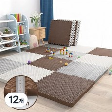 층간소음 미끄럼방지 두꺼운 퍼즐매트 고탄성 바닥매트 거실 베란다 침실 다용도 매트, 12개, 브라운 12개, 브라운