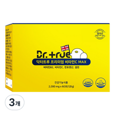 DrTrue 프리미엄 DSM 비타민C MAX 고함량 비타민씨 분말 비타민B2 판토텐산 셀렌 60p, 3개, 60회분
