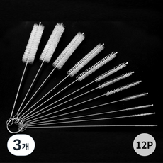 아트위브 스텐 빨대 세척솔 스트로우 만능 브러쉬 세트, 화이트 (12종), 3개