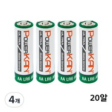 POWERKAN 파워칸 알카라인 AA건전지 1.5V 일회용 건전지, 4개, 20개입