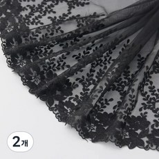 (1야드/롤) 폭 30cm 망포 수용 레이스 의상 디자인 속옷에 웨딩 헤어 액세서리 제작 DIY, 2개, Black