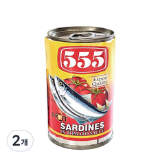 555 Sardines in Tomato Sauce Hot 사딘스 토마토 핫 매운맛, 155g, 2개