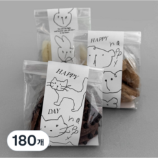 구디백 스티커 선물 포장 답례품 생일 소품 악세사리 간식, 180개, 토끼