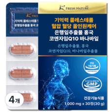 프레시네이처 코엔자임Q10 콜레스테롤 혈압 혈당 기억력 케어 관리 4중기능성 1000mg, 4개, 30정