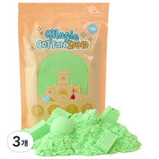 따블리에 매직 코튼 샌드 모래놀이 촉촉한 색모래 8색, 3개, 1kg, 그린