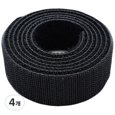 국산 잘라쓰는 전선정리 양면벨크로 일반형 검정색 폭 2.5cm x 1미터, 4개