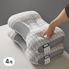 옌츠 수면 경추 베개 굴곡형 클래식 베개 푸른잠 목편한 꿀잠 베개 CY25-04, 4개, 사진색