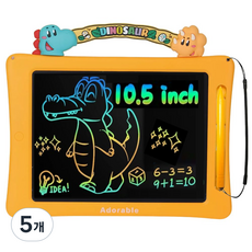 컬러 LCD 유아드로잉패드 10.5인치 (26cm) 전자칠판 낙서장 펜 분실방지 줄 포함 어린이집 선물 스케치북, 노랑(10.5인치), 5개