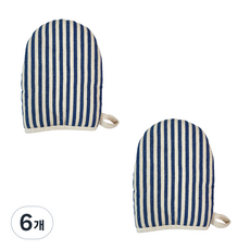 A의취향 심플 스트라이프 주방 장갑, 블루, 6개