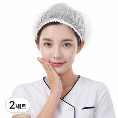 부직포 일회용 위생모 헤어캡 위생모자 미용실 식품 공장 위생 캡, 2세트, 화이트100매