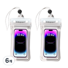 롤링페이퍼 물에 뜨는 휴대폰 방수팩 4중잠금 방수케이스, 6개, 투명