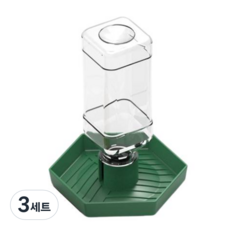 크레스티드게코 자동급수기 물그릇 파충류 여행 장시간 물병 소동물용 정수기 레오파드게코, 3세트, 그린