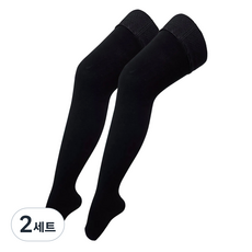 메디지아 의료용 허벅지 발트임 압박스타킹 압박밴드 블랙, 허벅지형, 2세트